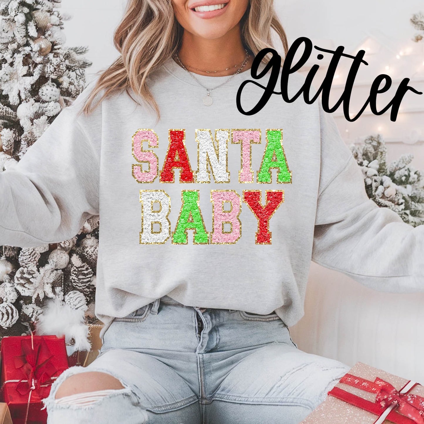 Santa Baby (Faux Patch) Glitter