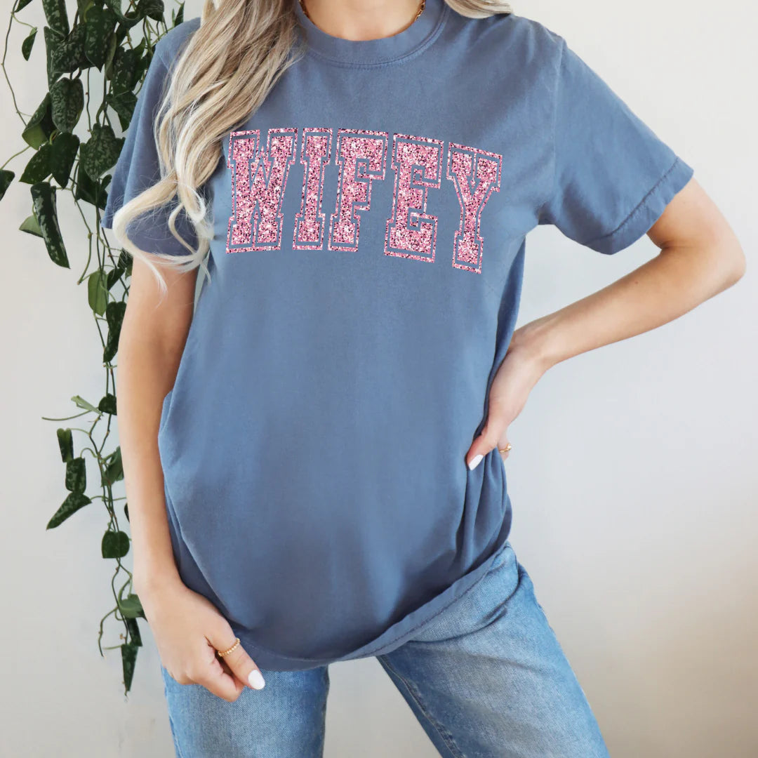 π Wifey Pink Glitter Tee β Shine Bright with Love!