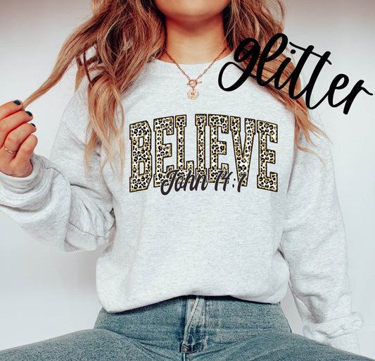 Believe (leopard print) Glitter
