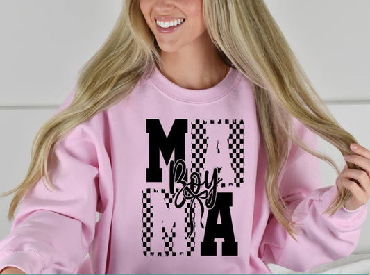 Boy Mama Tee with Checked Accents – For the Proud Boy Moms!