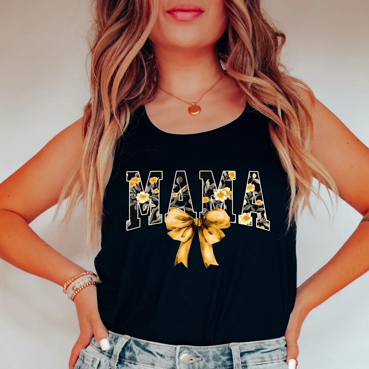 Mama with Yellow Bow Tee – Sweet, Sunny & Full of Love ☀️💛🎀