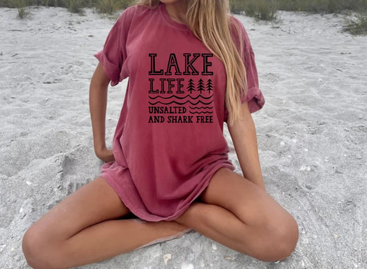 🌊 Lake Life: Unsalted & Shark-Free Tee – Perfect for the Pure Lakeside Vibes!