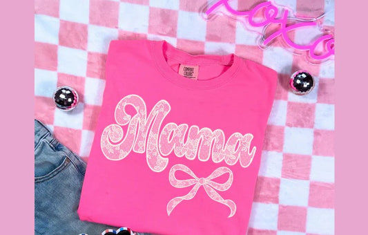 Mama White Lace with Bow Tee 🤍🎀
