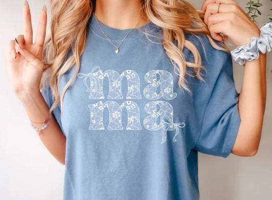 🌸 Mama Lace Print Tee – Elegant and Proud!