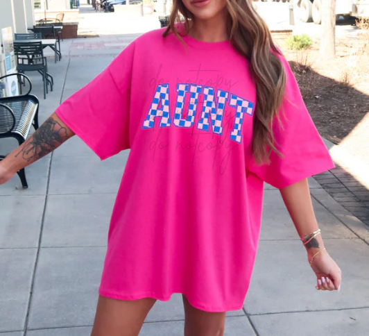 Aunt Blue Checkered Tee 💙✨