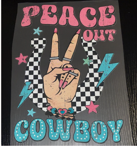 Peace Out Cowboy Glitter Tee ✌️🤠✨
