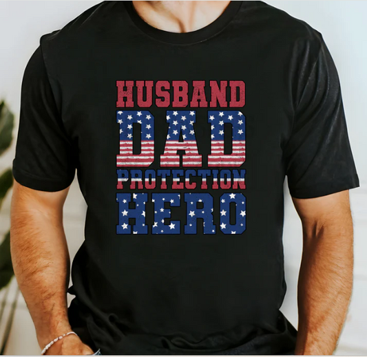 Husband Dad Protection Hero Tee