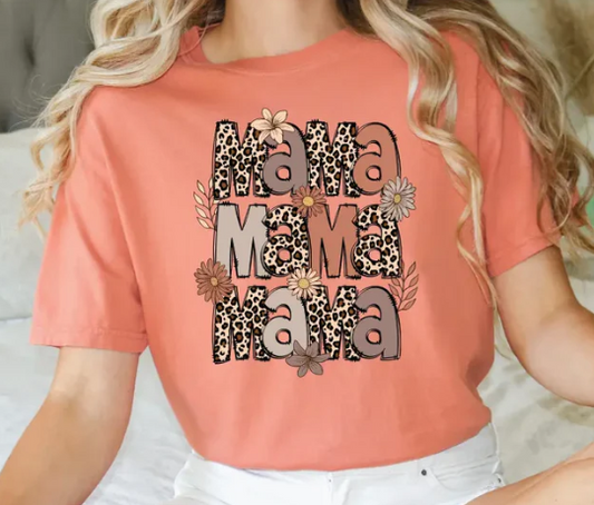 Mama Floral Leopard Tee