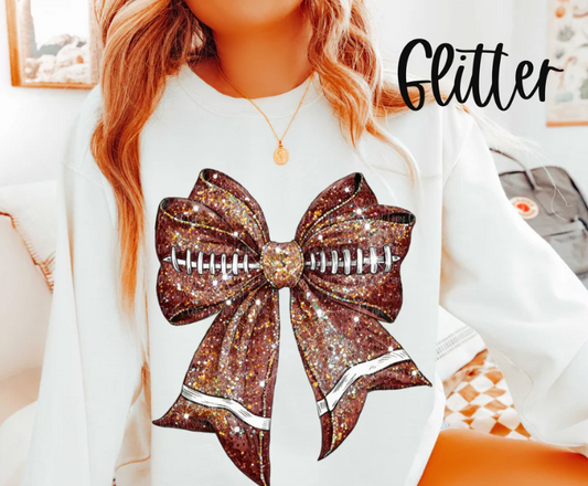 Football Bow Glitter Tee