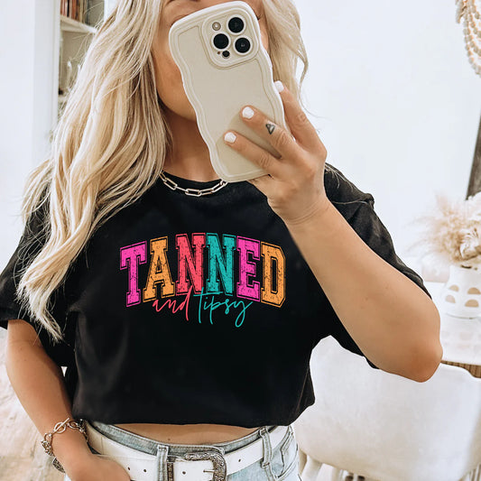 ☀️ Tanned and Tipsy Tee – Colorful, Fun & Summer-Ready!