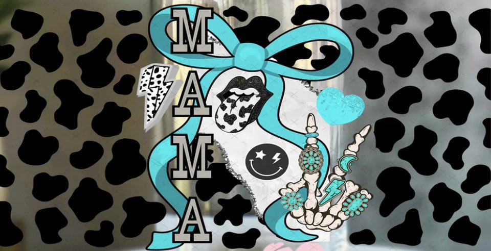 Teal Mama Cow Print
