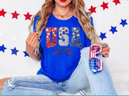 🇺🇸 USA Glitter Tee – Sparkle with Patriotism!