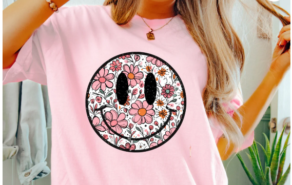 Floral Smiley Face Tee 🌸