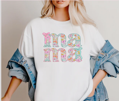 Mama with Bows Graphic Letters Tee 🎀💖