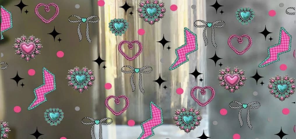 Teal, Pink hearts