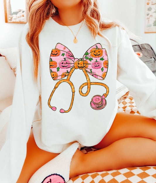 STETHOSCOPE PUMPKINS BOW Tee