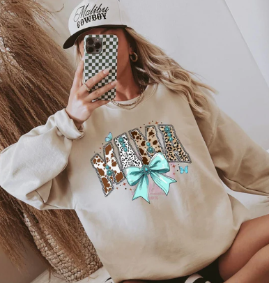 Mama Shirt with Blue Bow in Western Style Graphic 🤠💙🎀