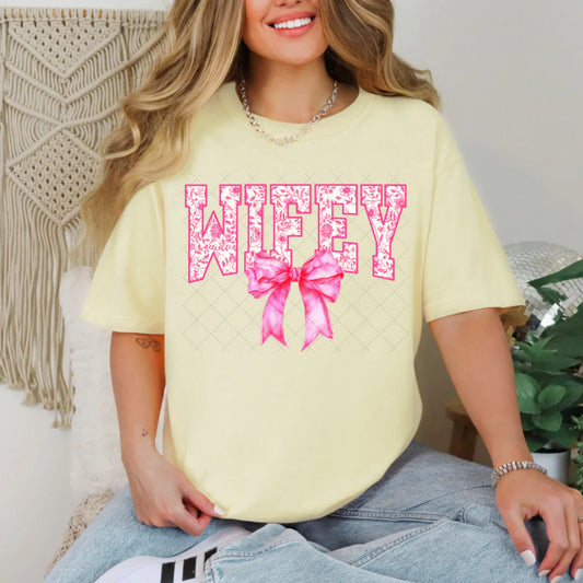 Wifey Pink Bow Tee